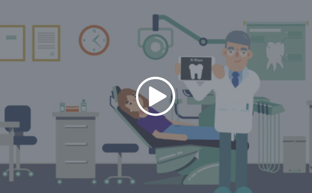 Illustration of a dentist in a dental office.