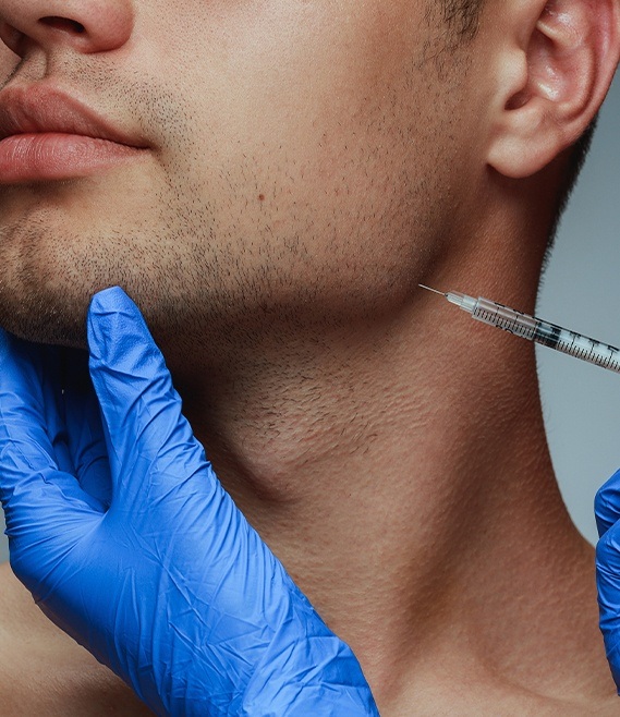 Closeup of patient receiving Botox injections
